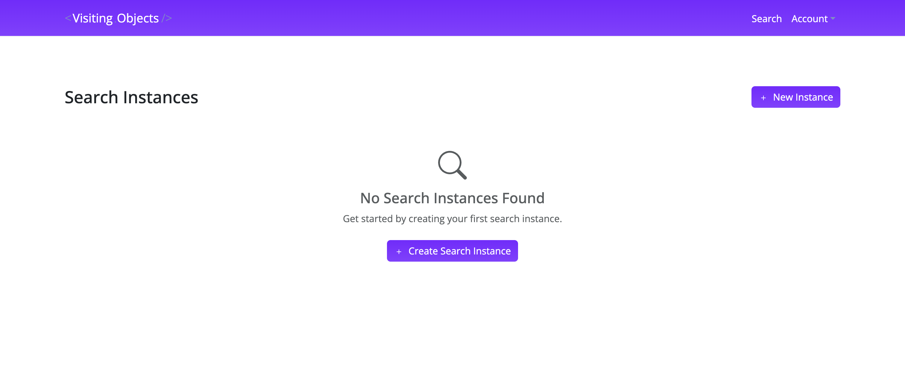 Create new search instance button in Visiting Objects dashboard